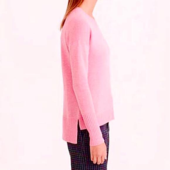 J. Crew Womens Sweater Hi Lo Hem Wool Pink Heather Sorbet Supersoft Yarn sz XXS - Picture 3 of 9